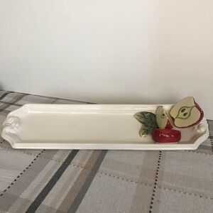 Kaldun Bogle Ceramic Dimensional Apple Crackers Serving Platter Crazing y2k Farm